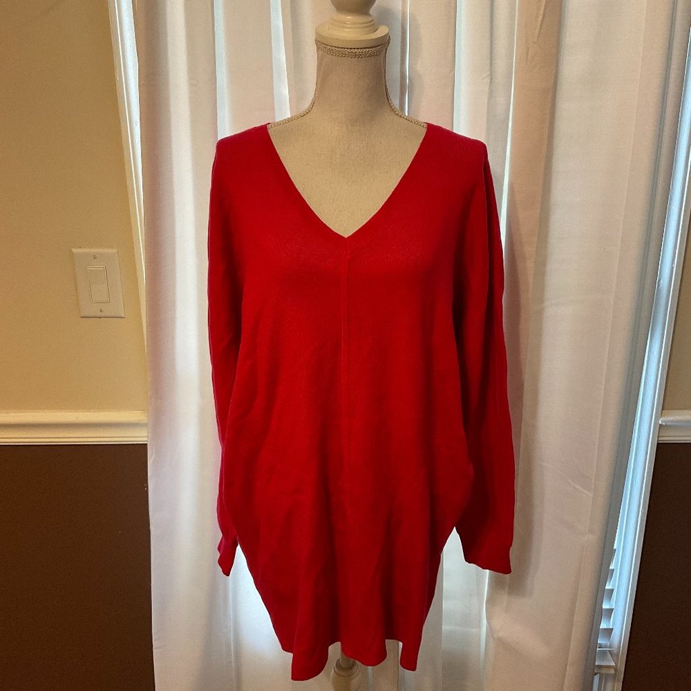 Saturday/Sunday Sweater-Dress M Cranberry Pink Long Sleeve Pockets Snap Back